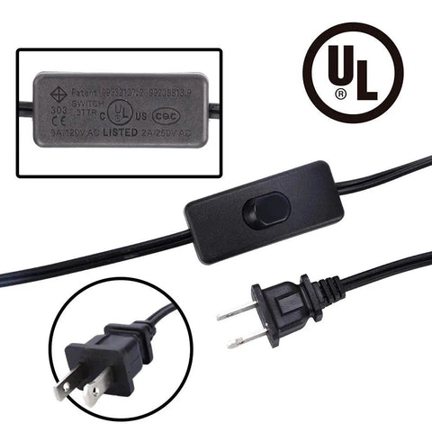 UL certified cord for Handmade Turkish Mosaic Table Lamp With Boho Moroccan Glass Bead Globe, UL rating shown with plug and switch