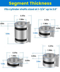 Stroke Control Kit For Hydraulic Cylinders With Adjustable Limiter Clamps And Finger Tabs, four thickness options shown, fits rods 1.75 to 2 inches.