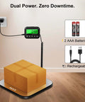 Beefy 440Lb Postal Scale with Stainless Steel Platform Tare Hold and Counting Functions, dual power options shown