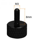M3x8mm Knurled Thumb Screws In Matte Black Aluminum Alloy Full Threaded Pack Of 10 for easy manual fastening.