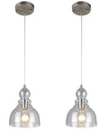 1 Light Indoor Adjustable Mini Pendant In Brushed Nickel With Hand Blown Seeded Glass Modern Kitchen Island Light Dimmable Friendly Set Of 2