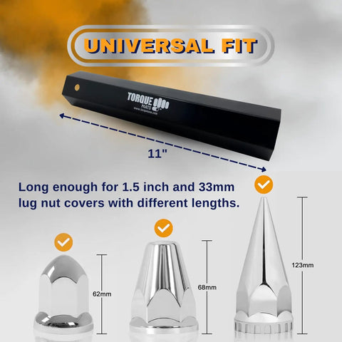 Universal Fit Beefy Heavy Duty Lug Nut Cover Remover Socket 33 mm For Semi Trucks 11 Inch with different cover sizes