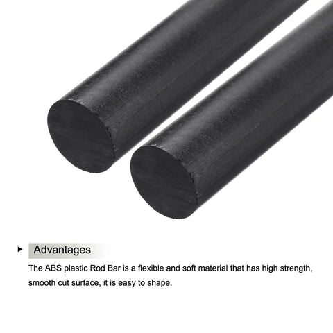 Two black plastic rods close-up view on a white background for comparison with ABS Plastic Round Rod 35mm X 200mm