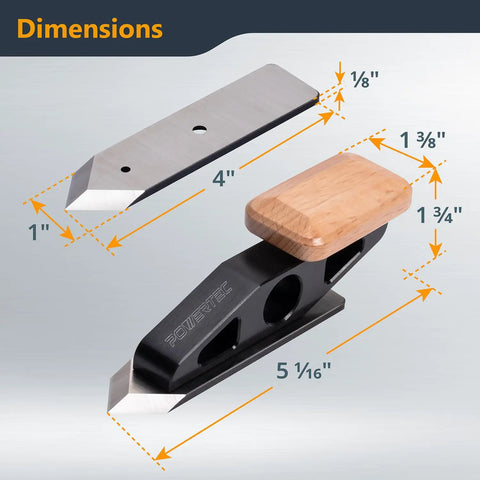 Slick Spear Point Chisel Plane Built Tough For Tight Corners And Narrow Angles Ideal Plug Trimming Companion dimensions display.