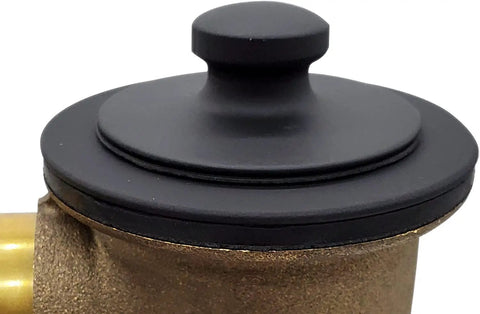 1-3/8 Inch Fine Thread Twist And Close Bathtub Drain Trim With One Hole Overflow Faceplate matte black close-up