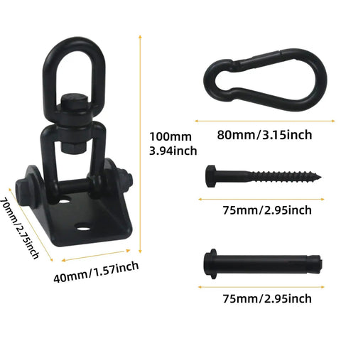 Heavy Duty Hammock Hanging Kit With 360 Degree Swivel Hooks 1000 Lb Capacity For Chairs Yoga Straps Outdoor Patio Porch Setup