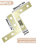 Heavy Duty 40 Pack L Corner Brackets Gold 1.5 Inch Steel Decorative Mounting Braces for Picture Frames and Furniture Reinforcement, dimensions 38mm x 28mm.