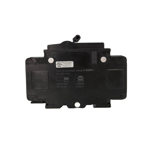 Back view of Beefy 15 Amp Miniature Circuit Breaker 1 Pole 120 and 240 Volt DIN Rail or Surface Mount with UL 489 Listed.