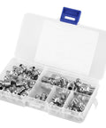Open box displaying 45Pcs M6 M8 M10 Zerk Grease Nipple Fitting Kit Pro Grade Durable Metal Brass Iron Plating For Mechanical Lubrication