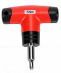 Cryfokt T Handle Preset Torque Wrench With 6Nm Ratchet Driver and Ph3 T20 H4 Sl7 Bits, detailed view of red handle.