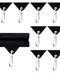 Eight Pack Heavy Duty Black Sliding Hooks For 2020 Extrusion T Slot Frames, showcasing hooks and mounting hardware.