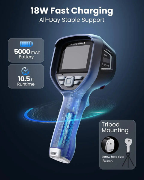Dope Handheld Thermal Imager With 3 Point 5 Inch IPS Screen and 512 By 384 IR Resolution for electrical HVAC inspections.