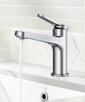 Indy Single Handle One Hole Bathroom Sink Faucet In Brushed Gold With Solid Brass Build And Corrosion Resistant Finish, side view