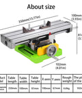 6350 Size Mini Multifunction Milling Work Table dimensions and features overview with adjustable X Y cross table.