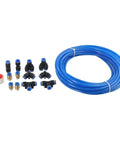 Rock Solid PU Pneumatic Air Hose Kit 6mm OD 4mm ID 10m Length With Connector Elbows Joints For Air Tools Machining Yard Work on white background