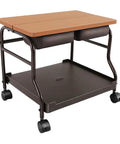 Top Shelf Foldable Two Tier Foot Bath Trolley With Smooth Swivel Casters And Integrated Manicure Station for ultimate spa vibes, coffee wood and steel frame.