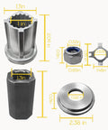 Flo Torq II Hub Kit 835257K1 components for Mercury 70 to 300 HP outboard motors with dimensions