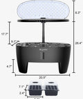 Dimensions of Hydroponic Growing System Kit With 16 Pods No Fuss Smart Herb Garden With Sprout Mode 24W Full Spectrum LED Grow Light