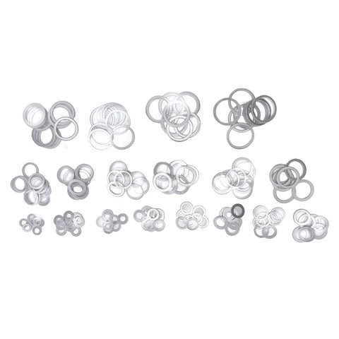 470 Piece Aluminum Alloy Sealing Washer Kit For Auto And Home Use with rust resistant round flat washers in 18 sizes