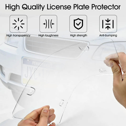 2-Pack Clear License Plate Covers With Screws And Caps, 12.2 X 6.3 Inches, Universal Fit For RVs, Sedans, And SUVs, Crack-Resistant ABS