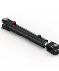 Rugged Heavy Duty Double Acting Hydraulic Cylinder With Welded Clevis, 3 Inch Bore, 4 Inch Stroke, Inline Ports, Parallel To Pin, SAE 8 Port, 3000 PSI Working Pressure, 1.5 Inch Shaft, 21206 Lb Load Capacity, Model CW3004 black welded clevis cylinder