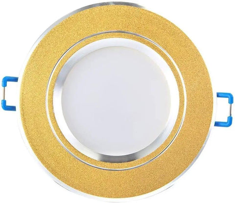 Recessed Lighting Housing Trim Kits Aluminum Embedded Panel Light for Home Indoor Gold, Led Ceiling Spotlight Floodlight Decorative Fixture Embedded Integrated White Light_5w viewed from above, showcasing gold trim and white center.