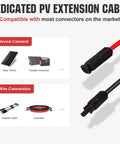 Beefy Solar Extension Cable 10 Ft 10 AWG 30 Amp DC IP67 Waterproof With Tinned Copper Core Red Black Quick Connectors diagram