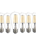 Set It And Forget It Dusk To Dawn Photocell LED Light Bulbs 7W 800Lm 60W Edison Equivalent ST58 ST19 Warm White, Pack Of 6