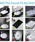 Compatibility guide for Chrome Bathroom Sink Faucet With Cover Plate And Pop Up Drain Assembly with various sink types.