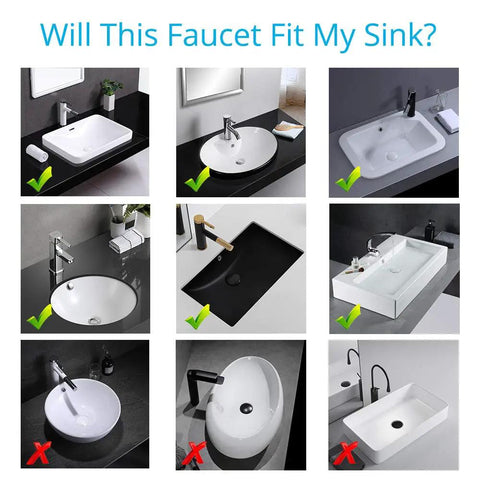 Compatibility guide for Chrome Bathroom Sink Faucet With Cover Plate And Pop Up Drain Assembly with various sink types.