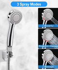 Stainless steel handheld shower with 3 spray modes from 12 Inch Rainfall Shower Head And Handheld Combo With 11 Inch Extension Arm High Pressure Water Flow Anti Leak Design Easy Mount Holder And Hose Flow Regulator Chrome Finish