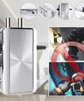 Heavy Duty Slick Remote Control Electronic Smart Door Lock With Auto Lock Keyless Deadbolt Four Solid Wireless Remotes And Foolproof Home Security - close-up view showing details, silver zinc alloy finish.