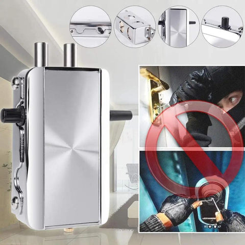 Heavy Duty Slick Remote Control Electronic Smart Door Lock With Auto Lock Keyless Deadbolt Four Solid Wireless Remotes And Foolproof Home Security - close-up view showing details, silver zinc alloy finish.