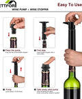 Wine Saver Pump With 4 Vacuum Stoppers For Fresh Open Wine Up To 14 Days Leak Proof Seal With Food Grade Silicone in use
