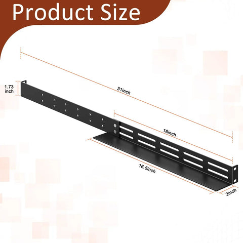 1U Universal Rack Mount Rails Four Post Server Telescoping Slides Adjustable Depth Equipment Glides showing dimensions and design.