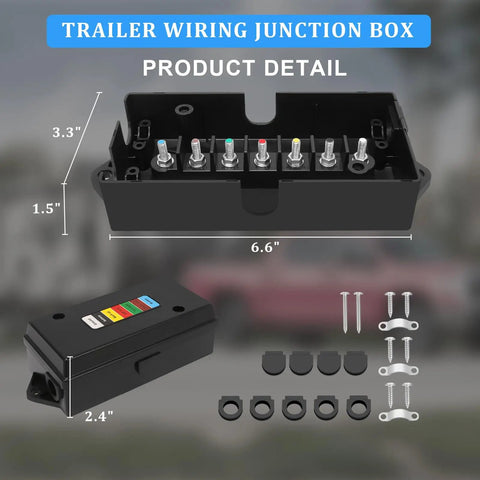 7 Way Trailer Junction Box Weatherproof With Color Coded Terminal Studs 7 Pole Wire Box For RVs Campers Caravans And Boats