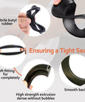 RV Toilet Flush Ball Seal for Dometics 300 310 320 Series Two Pack, Leak Proof Fit Keeps Your RV Bathroom Dry, Easy Install, No More Messy Flushes, Reliable Seal for Quiet, Clean Rides. black nitrile butyl rubber RV toilet seal shown in hand