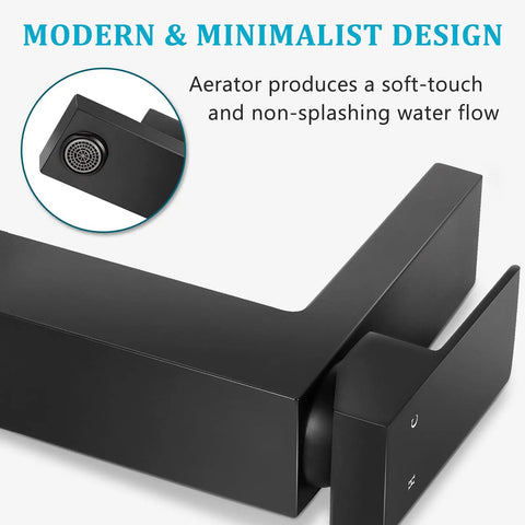 Matte Black Bathroom Faucet With Solid Brass Construction Single Lever Vanity Faucet Lead Free Includes Pop Up Drain And Water Supply Hoses