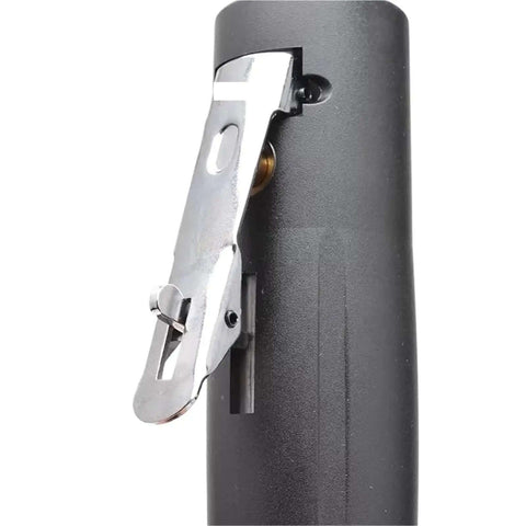 Close-up of the quick connect fitting on the High Output Pneumatic Angle Grinder With Long Reach Extension Air Powered Cutting And Polishing Rig.