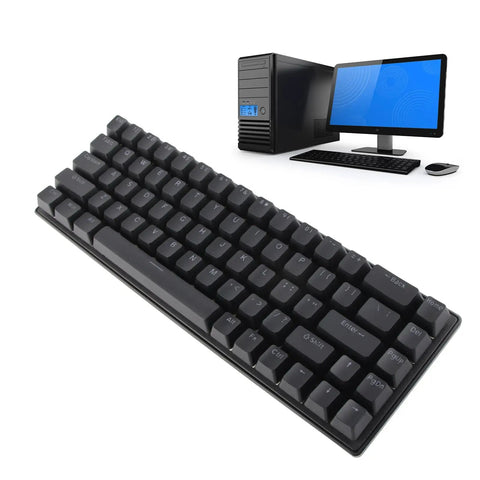 Clutch Compact Wired Mechanical Keyboard With Loud Blue Switches And Custom Rgb Backlight For Pro Gaming And Fast Typing Designed As A Sick 68 Key Usb Device Built To Last Forever with computer setup.