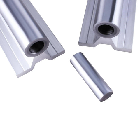 Close-up of SBR16 Linear Rail Kit 2500mm Spliced Guide With Two 1500mm And Two 1000mm Rails, steel and aluminum components