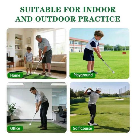Retractable Golf Swing Trainer With Arm Band For Right Handed Golfers, Grip Correction And Click Feedback Training Aid