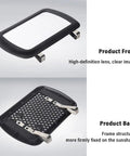 Clip-On Vanity Mirror For Sun Visor, HD Makeup Mirror For Cars, front and back view showing durable PP material and clear reflection.