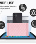 Large Bubble Mailers 12x16 Inch Pack Of 25 No Fuss Usable Inner 12x15 Inch Size Light Pink Padded Envelopes with phone inside