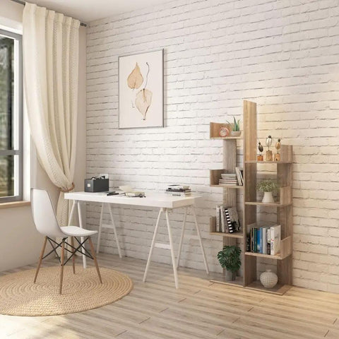 Room with Cactus Shaped Four Tier Bookshelf With Open Cube Shelves Standing 61.4 Inches Tall, Dope Mid Century Modern Display Unit