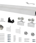 Interior Box Rail Sliding Door Kit With Wall Mount Track Aluminum Alloy And Plastic Construction Electrophoretic Black Finish hardware