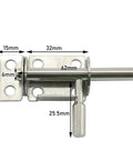 Heavy Duty Stainless Steel Barrel Bolt Latch 1.5 Inch Sliding Door Lock dimensions shown with measurements for secure installation.