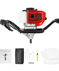 Beast 52cc Gas Powered Auger Power Head For 0.75 Inch Auger Diameter with toolkit and manual, featuring dual handles