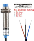 M12 Inductive Proximity Sensor Switch With 4mm Detection Range For Metal Heavy Duty Industrial Grade Built To Last 10-30VDC 200mA NPN Normally Open 3-Wire Non Shielded 5 Pack image showing non-shield type with colored wires
