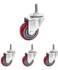 Heavy Duty Caster Wheels With Top Plate Swivel For Furniture And Workbenches, Rolling Plate Casters With M Threaded Stem And Dual Locking Brakes
